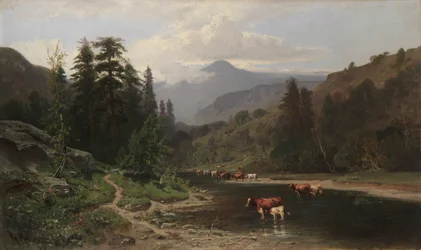 牛のいる山の風景、1879